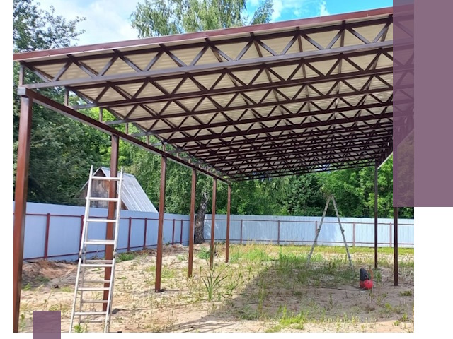 Односкатные навесы под ключ в Кохме — изготовление и монтаж