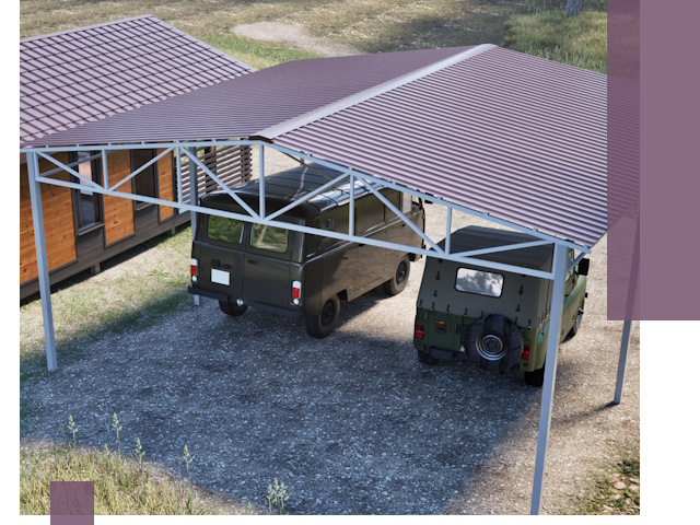 Двускатные навесы под ключ в Кохме — изготовление и монтаж