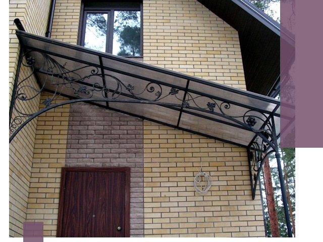 Односкатные козырьки из металла под ключ в Кохме